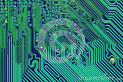 Close-up of the motherboard is important for the heart computer and electronic circuits, green color Stock Photo