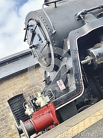 Detail of the working parts of a steam locomotive Editorial Stock Photo