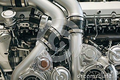 Motor or car engine inside. Technology background Stock Photo