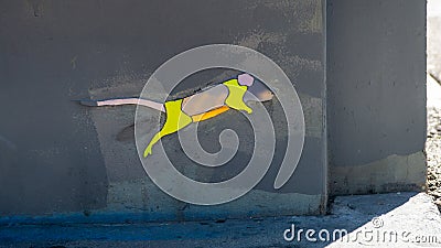 Close up of a mouse mural in Clarion Alley in Misson District in San Francisco Editorial Stock Photo