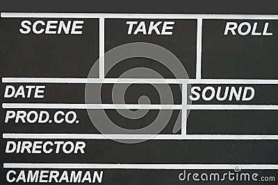 Close up of movie clapper Stock Photo