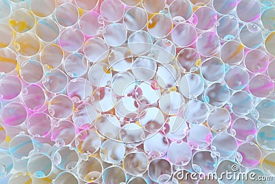 Close up multi colored straw with beautiful light, abstract striped straw with water drop Stock Photo