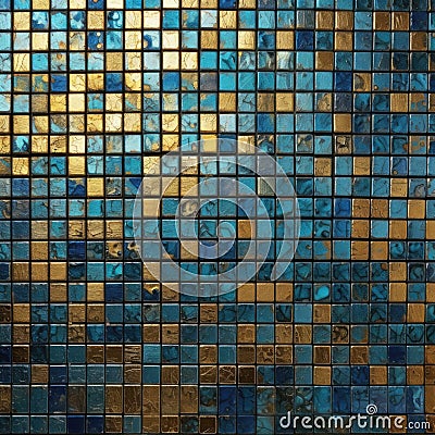 Close up of multi coloured mosaic background, created using generative ai technology Stock Photo