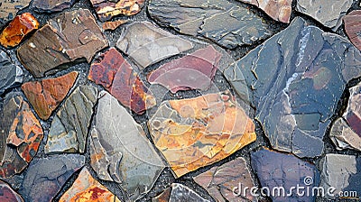 Close-up of a multicolored stone pavement texture Stock Photo