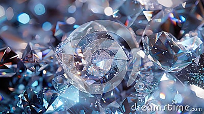 Close-up of multifaceted crystals with sparkling light reflections. Stock Photo