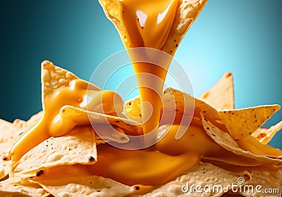 Close up Nacho cheese drips Stock Photo