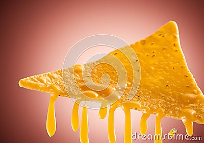 Close up Nacho cheese drips Stock Photo