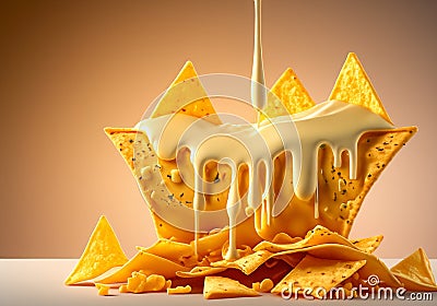 Close up Nacho cheese drips Stock Photo