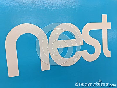 Close-up of Nest Logo on Display Editorial Stock Photo