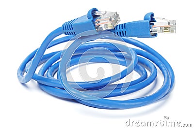 Close Up of Network Cable and Plugs Stock Photo