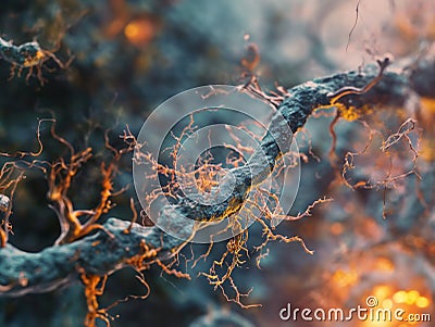 Synaptic Connections in Neural Network Stock Photo