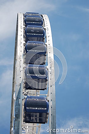 Close-up of new ferris wheel at Navy Pier in Chicago. Editorial Stock Photo