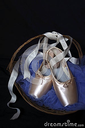 Close up of new pink Pointe ballet shoes Stock Photo