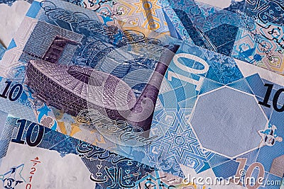 New 10 Qatari Riyal banknote Stock Photo