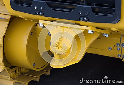 Close up of new tractor hitch with tow bar Stock Photo
