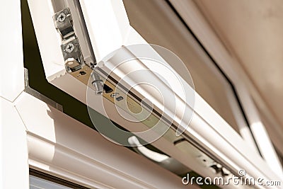 Close-up of a newly installed, high security double glazing window system. Stock Photo