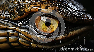 Close up of Nile crocodile Crocodylus niloticus eye in sunshine. generative ai Stock Photo
