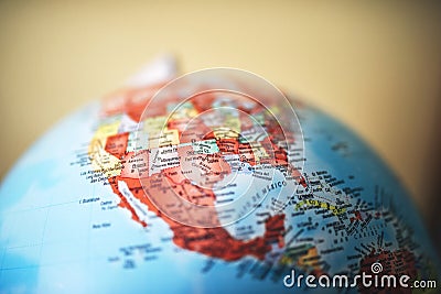 Close up of North America on globe Stock Photo