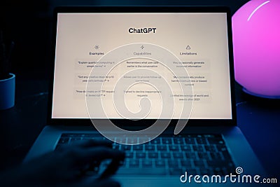Using ChatGPT app Editorial Stock Photo