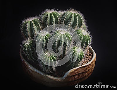 Close up notocactus magnificus with beautiful lighting Stock Photo