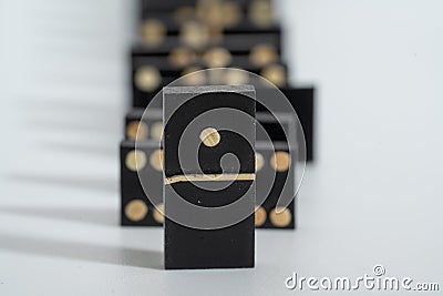 close up of a number one black block of domino Stock Photo