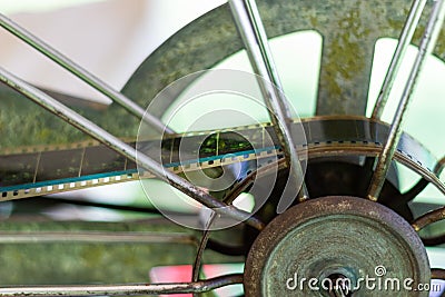 Close up - The old analog rotary film movie projector Stock Photo