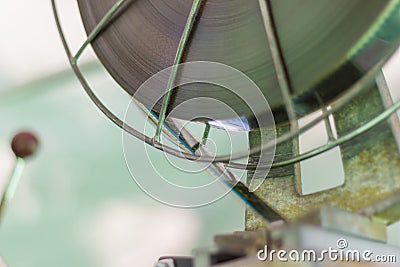 Close up - The old analog rotary film movie projector Stock Photo