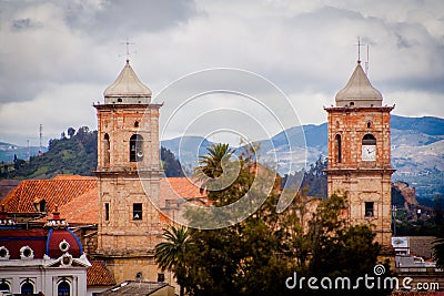 Close up of an old church at zipaquira colombia Stock Photo