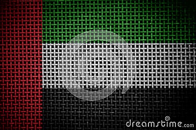 Close up on an old metal grid vintage United Arab Emirates national flag Stock Photo