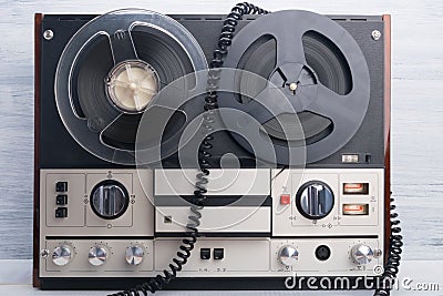 Close-up of an old music recorder, on a light gray background Stock Photo