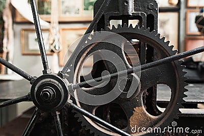 Close up of old rusty spindle and gear Stock Photo