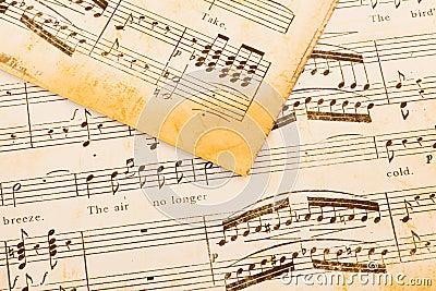 Close up of old sheet music Stock Photo