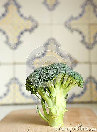 Close up of one piece of broccoli Stock Photo