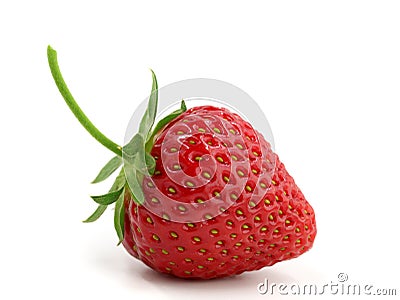 Close up of one single perfect strawberry on white background Stock Photo