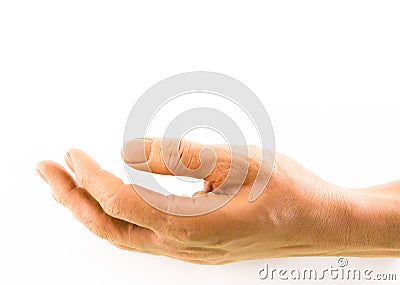 Close up open Fake Silicone Hand on white background Stock Photo