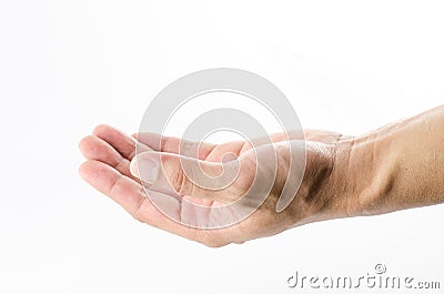 Close up open Hand on white background Stock Photo