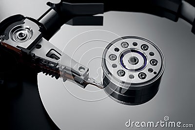 Close-up of an opened hard drive Stock Photo
