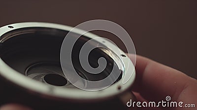 Close Up Of The Opening And Closing Of The Lens Aperture - 