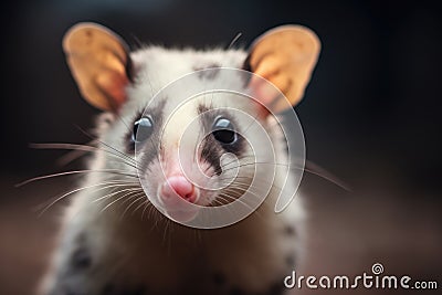 close-up of opossum eyes glowing nocturnal Stock Photo