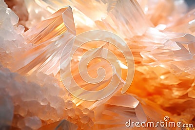 Close up of orange Calcite carbonate mineral crystal rock Stock Photo