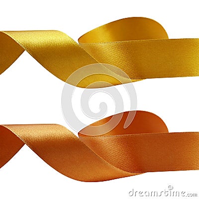 Close up of orange and gold ribbon isolated Stock Photo