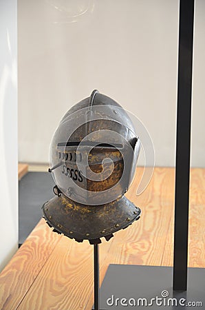 Close-up of original armor in the Army Museum of the Palace Les Invalides in Paris Editorial Stock Photo