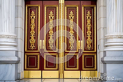 close-up of ornate doors of a state capitol Stock Photo