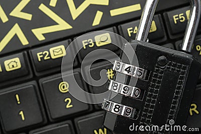 Close up of padlock keyboard. the concept of security and privacy Stock Photo