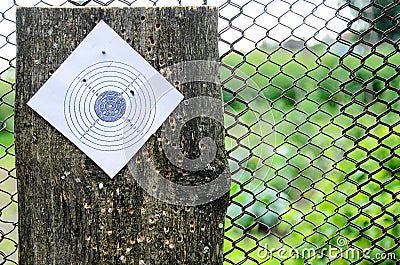 Close up of a paper target for shooting practice at shooting range. Stock Photo