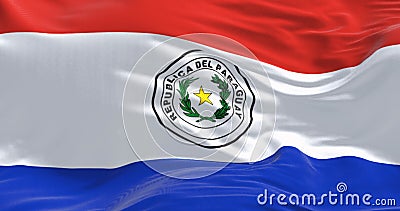 Close up of Paraguay flag waving Cartoon Illustration