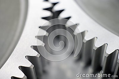 Close up of part of two precision cog wheels Stock Photo