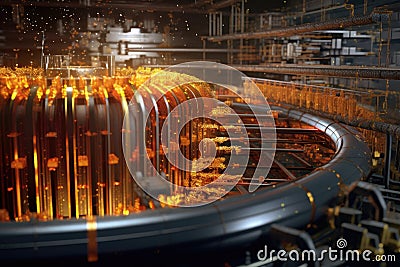 close-up of particle accelerators inner structure Stock Photo