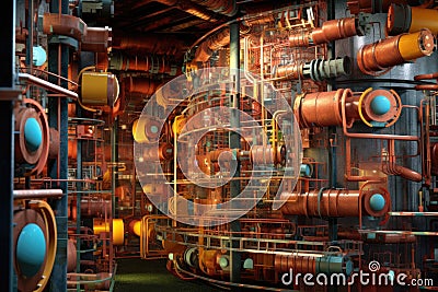 close-up of particle accelerators inner structure Stock Photo