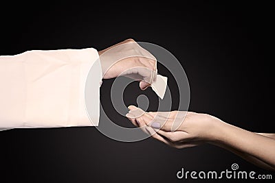 Pastor giving first communion bread to woman Stock Photo